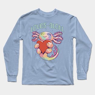 Romantic Loves-alotl happy axolotl design Long Sleeve T-Shirt